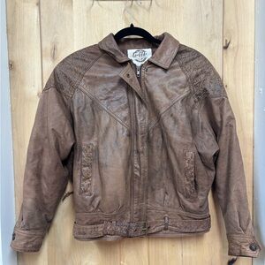 Vintage Global Identity Leather Bomber - Medium
